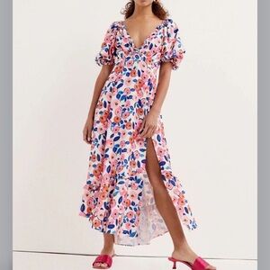 For Love And Lemons Pink and Blue Floral Maxi Dress